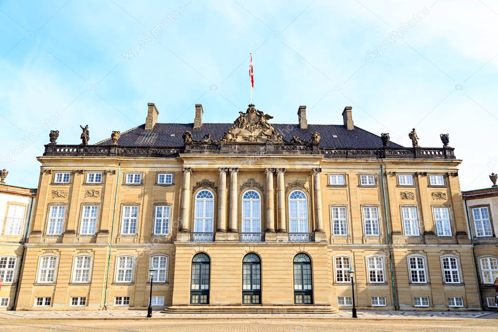 Copenhagen, Denmark. The Royal Palace Amalienborg is an architec