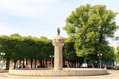Oslo, Norveç - 24 Haziran 2019: Christian Frederiks Pl'de Çeşme