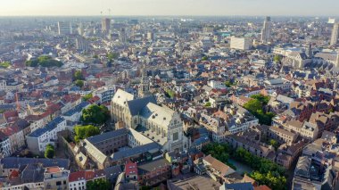 Antwerp, Belçika. St. Paul Katedrali (Sint-Pauluskerk), Havadan Görünüm 