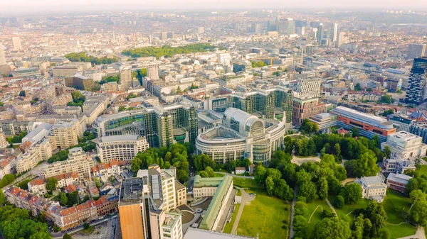 Brussels, Belgium. The complex of buildings of the European Parliament. State institution, Aerial View