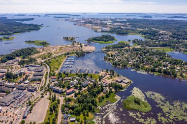 Hamina, Finlandiya. Şehir merkezinin havadan genel görünümü