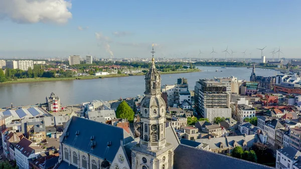 Antverpy, Belgie. Katedrála svatého Pavla (Sint-Pauluskerk), letecký pohled — Stock fotografie