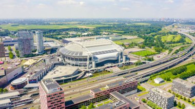 Amsterdam, Hollanda - 30 Haziran 2019: Johan Cruijff Arena (Amsterdam Arena). 2020 Fifa Dünya Kupası, Havadan Görünüm 
