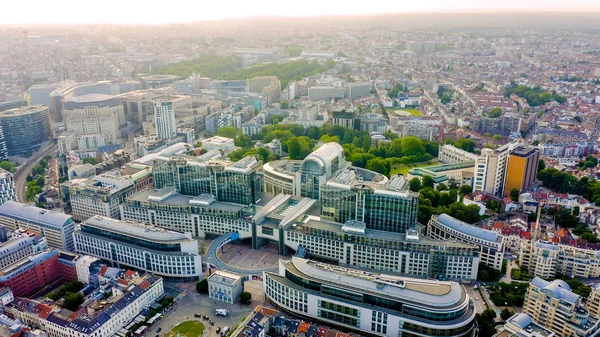 Brussels, Belgium. The complex of buildings of the European Parliament. State institution, Aerial View