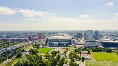 Amsterdam, Hollanda - 30 Haziran 2019: Johan Cruijff Arena (Amsterdam Arena). 2020 Fifa Dünya Kupası, Havadan Görünüm 