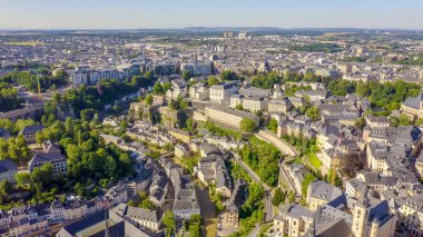 Lüksemburg, Tarih Şehir Merkezi, Sabah Havacılık Manzarası 