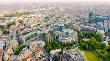 Brüksel, Belçika. Avrupa Parlamentosu binaları kompleksi. Devlet kurumu, Havadan Bakış 