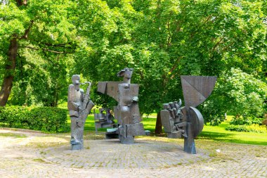 Vasteras, İsveç - 23 Haziran 2019: Vas 'taki müzisyen heykelleri