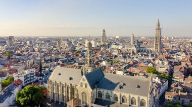 Antwerp, Belçika. St. Paul Katedrali (Sint-Pauluskerk), Havadan Görünüm 