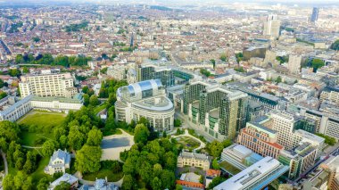 Brüksel, Belçika. Avrupa Parlamentosu binaları kompleksi. Devlet kurumu, Havadan Bakış 