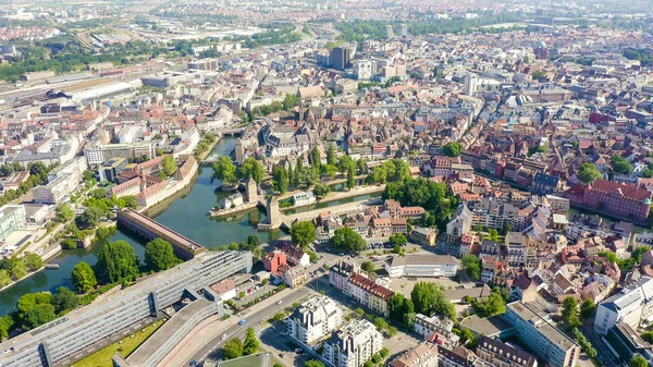 Strasbourg, France. Quarter Petite France, Vauban Dam, Aerial View — Stock Photo, Image