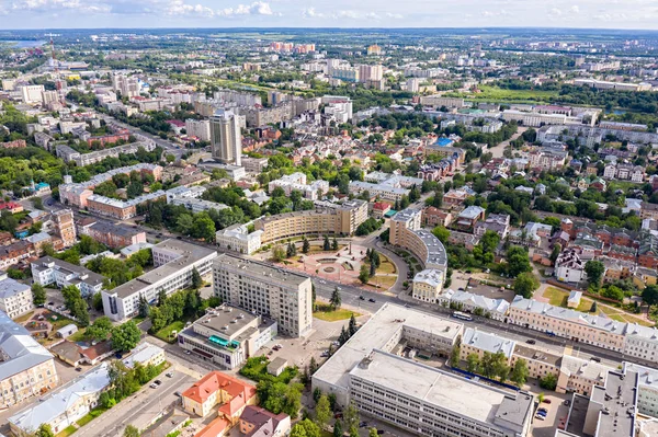俄罗斯，特维尔。 空中的全景。 普希金广场 — 图库照片