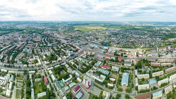 Panorama miasta z lotu ptaka. Kemerovo, Federacja Rosyjska, F — Zdjęcie stockowe