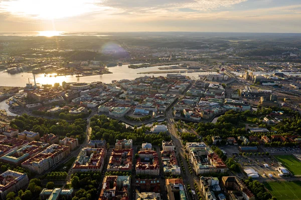 スウェーデンのヨーテボリ。市内中心部のパノラマの空の景色 — ストック写真