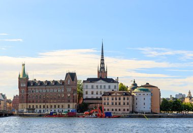 Stockholm, İsveç - 23 Haziran 2019 Riddarholmshamnen Adası, vie