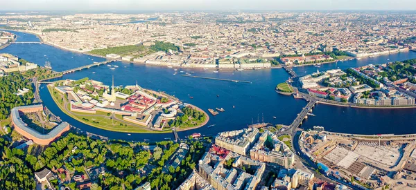 Petrohrad Rusko Řeka Neva Panoramatický Letecký Výhled Hare Island Artelery — Stock fotografie