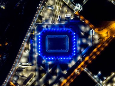 Rusya, Kaliningrad - 20 Eylül 2018: Gece hava görünümünü t