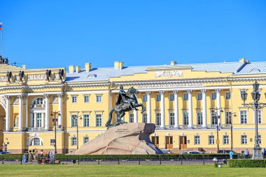 St. Petersburg, Rusya - 18 Haziran 2019: I. Petrus Anıtı
