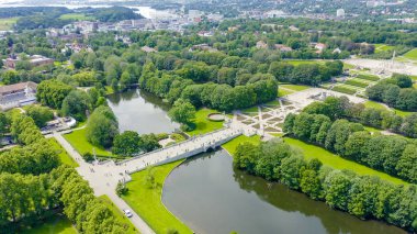 Oslo, Norveç. Vigeland Heykel Parkı. Vigelandsparken' de. Frogner park, Drone gönderen 
