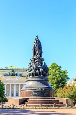 Saint-Petersburg, Russia. Monument to Catherine the Great. Text  clipart