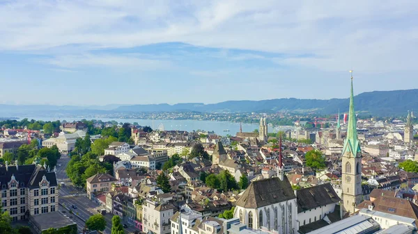 Zurich, Switzerland. Panorama of the city from the air. View of Zurich Lake, Aerial View — Stock Photo, Image