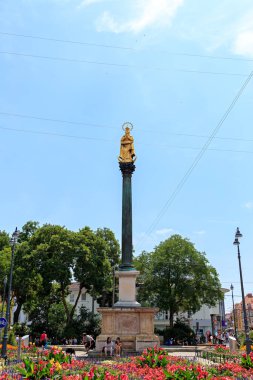 Graz, Avusturya - 19 Temmuz 2019: Mariensaule Sütunları (1670 'te kurulmuş) Am Eisernen Tor Meydanı