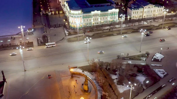 카테린 부르크 러시아 세바스 가문과 도시의 중심거리는 프로스펙트이다 공중에서 — 스톡 사진