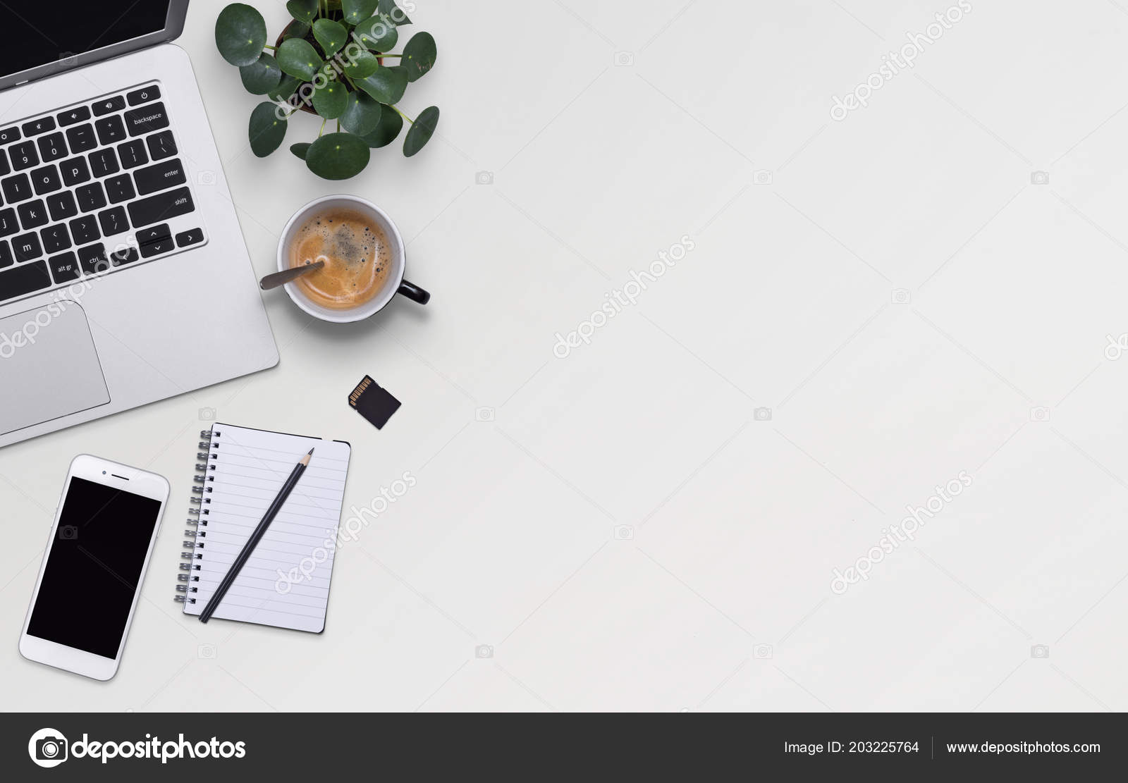 Top View Office Desktop Stock Photo by ©Mactrunk 203225764