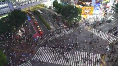 Shibuya, Tokyo, Japonya - 30 Nisan 2018: Yayalar yaya geçidi Shibuya, Tokyo, Japonya. bölgede. Shibuya Crossing dünyanın en yoğun crosswalks biridir.