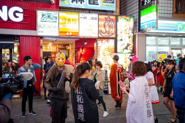 Tokyo Japan Okt 2018 Otroligt Folksamling Shibuya Distriktet Halloweenfirande Halloween — Stockfoto