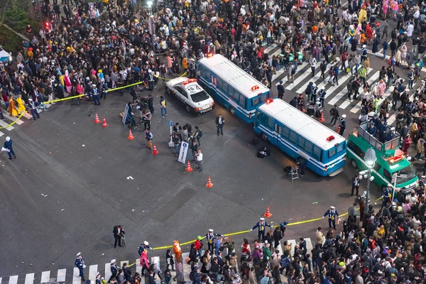 Tokyo Jepang Oktober 2018 Polisi Tokyo Yang Bertugas Persimpangan Shibuya — Stok Foto