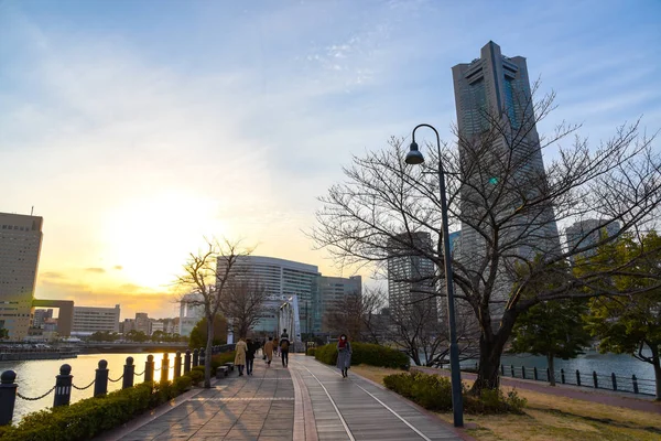 Yokohama Japão Fevereiro 2018 Paisagem Minato Mirai Área Cidade Yokohama — Fotografia de Stock