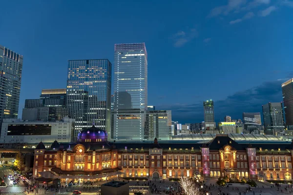 Vista Del Edificio Estación Tokio Durante Iluminación Invernal Distrito Financiero — Foto de Stock