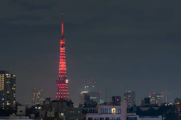 Vista Noturna Torre Tóquio Uma Torre Referência Moderna Tóquio Japão — Fotografia de Stock