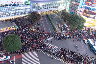 İnanılmaz kalabalık insan Cadılar Bayramı kutlama sırasında shibuya bölgesinde. Cadılar Bayramı son yıllarda Tokyo büyük bir hit haline geldi.