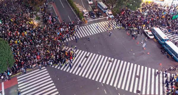 Multidão Inacreditável Pessoas Distrito Shibuya Durante Celebração Halloween Halloween Tornou — Fotografia de Stock