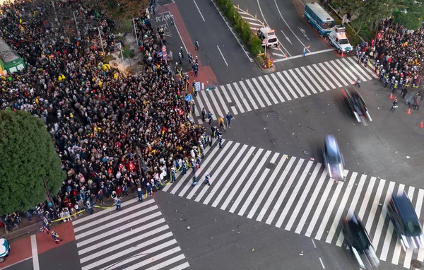 Multidão Inacreditável Pessoas Distrito Shibuya Durante Celebração Halloween Halloween Tornou — Fotografia de Stock