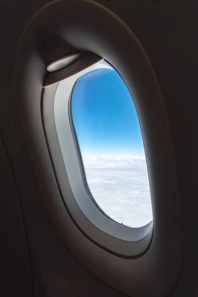 Ventana Del Avión Una Vista Ventana Del Ojo Buey Bordo — Foto de Stock