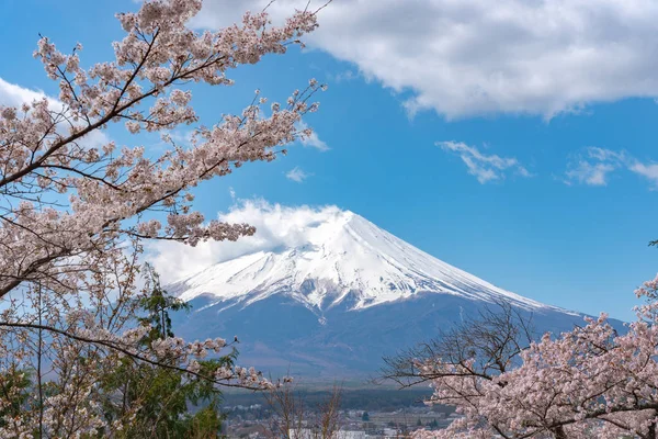 Primo Piano Innevato Monte Fuji Fuji Con Chiaro Sfondo Cielo — Foto Stock