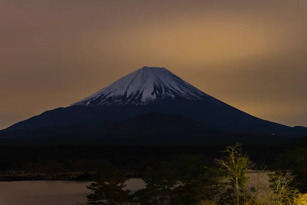 Monte Fuji Crepúsculo Después Puesta Del Sol Patrimonio Humanidad Vista — Foto de Stock