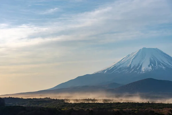 Fermer Mont Fuji Avec Sable Fin Naturel Volant Dans Les — Photo