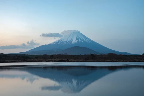 Monte Fuji Património Mundial Vista Para Lago Shoji Shojiko Pela — Fotografia de Stock