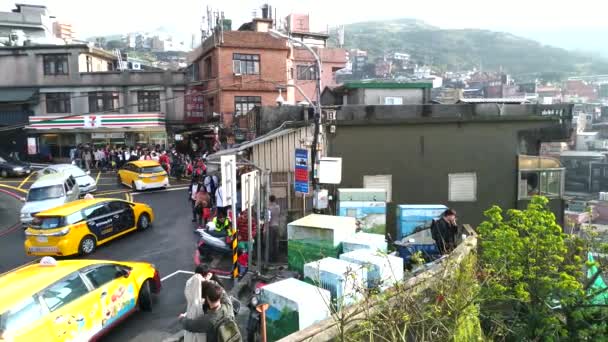 Jiufen Tayvan Şubat 2018 Eski Japon Altın Madenci Kasabasında Alışveriş — Stok video