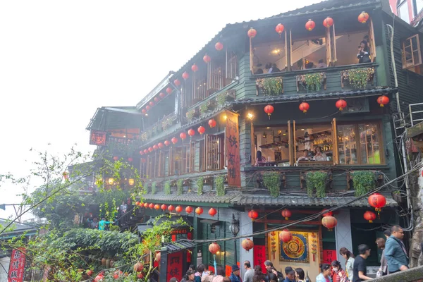 Jiufen Taiwan Fevereiro 2018 Jiufen Village Antigo Turista Rua Que — Fotografia de Stock