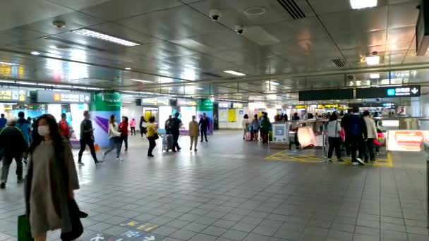 Tajpej Tajwan Lutego 2019 Taipei Main Train Station Hall Wielu — Wideo stockowe