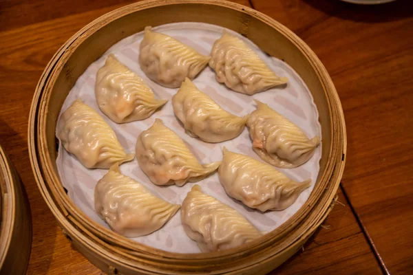 Bolinhos Cozidos Vapor Michelin Estrela Premiado Din Tai Fung Classificado — Fotografia de Stock