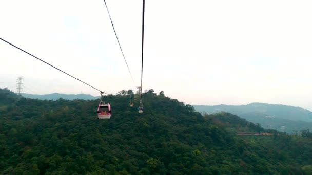 Taipei Taiwan Feb 2019 Maokong Gondola Mountain Gondola Lift Transportation — Stock Video