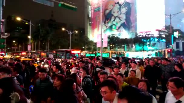 Taipei Tayvan Şubat 2019 Wanhua Bölgesinde Ximending Sokak Pazarının Gece — Stok video