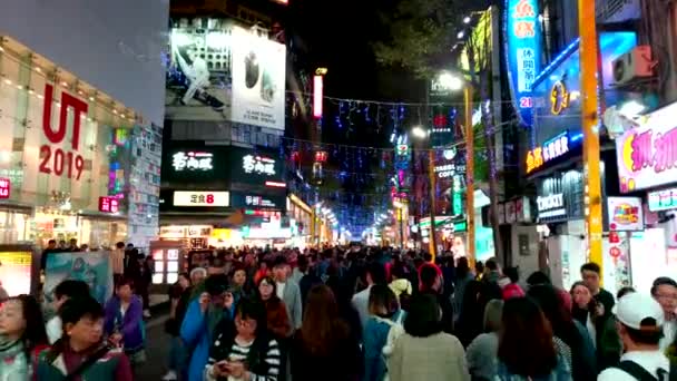 Taipei Taiwan Februari 2019 Nachtzicht Van Ximending Street Market Wanhua — Stockvideo