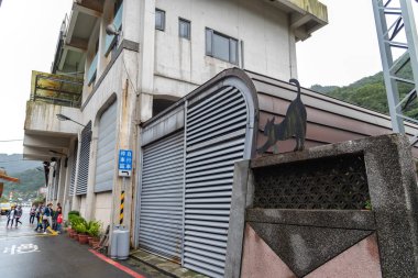 Houtong, Tayvan - 17 Şubat 2019: İç Houtong istasyonu Houtong kedi Köyü'nde. Tayvan ünlü kedisi nüfus. Ruifang district, New Taipei City, Tayvan.